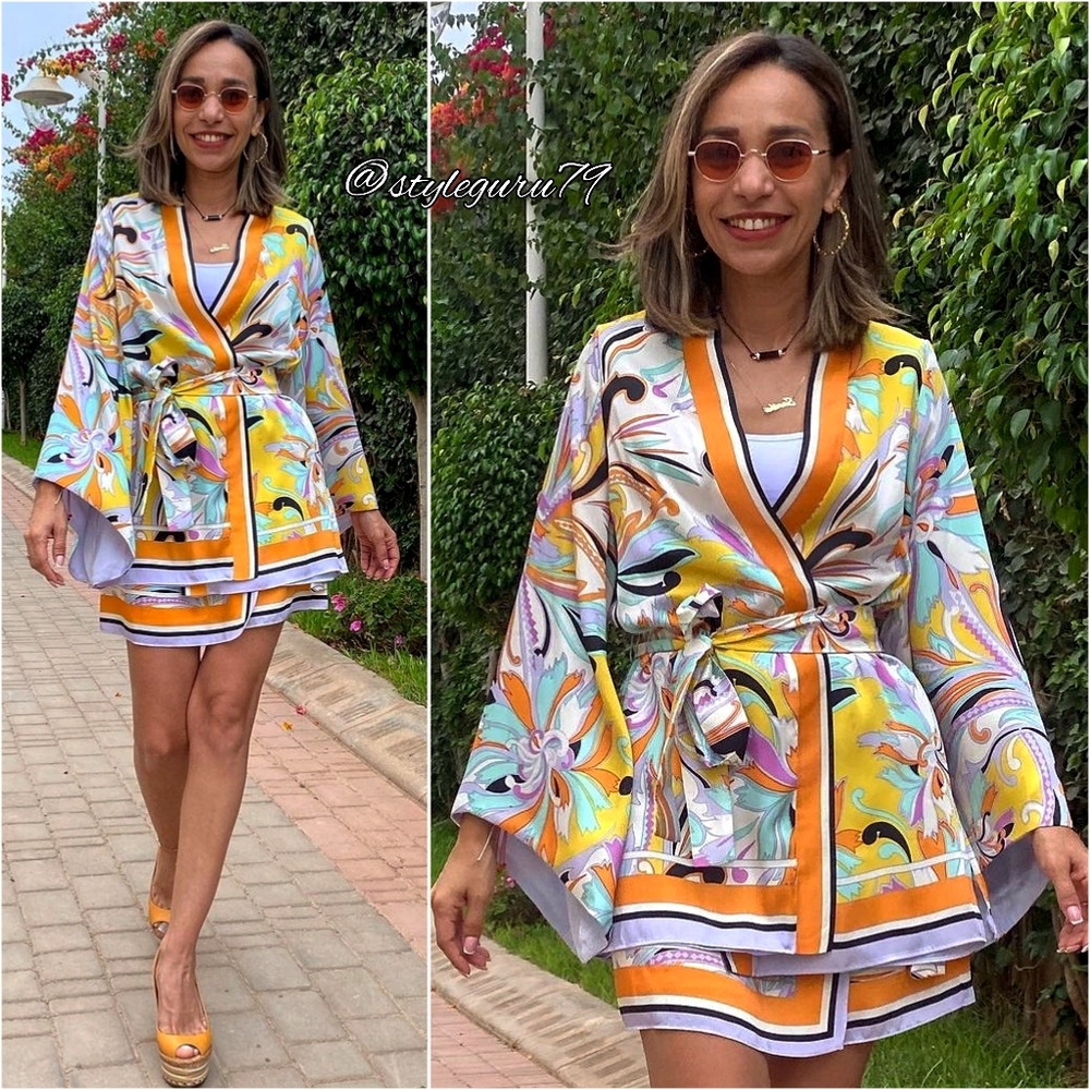 NWT, ZARA, Belted Kimono Printed Jacket